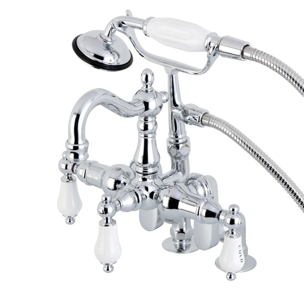 Kingston Brass Vintage Deck Mount Clawfoot Tub Faucet with Hand Shower Brushed Nickel Brushed