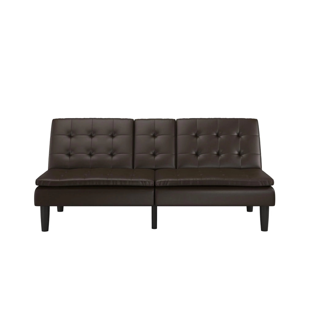 Mainstays Memory Foam 71.5" Futon with Cupholder and USB, Black Faux Leather