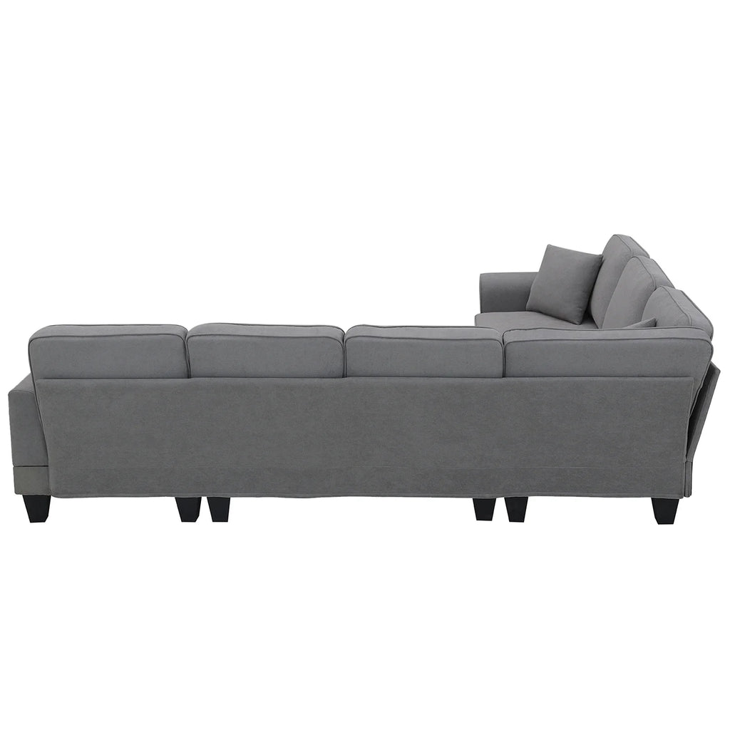 Harper & Bright Designs Modular Sectional Sofa with Ottoman Couch L Shape Corner Sofa Sets 7 Seats Fabric Couch for Living Room, Black, 112 * 87 inch
