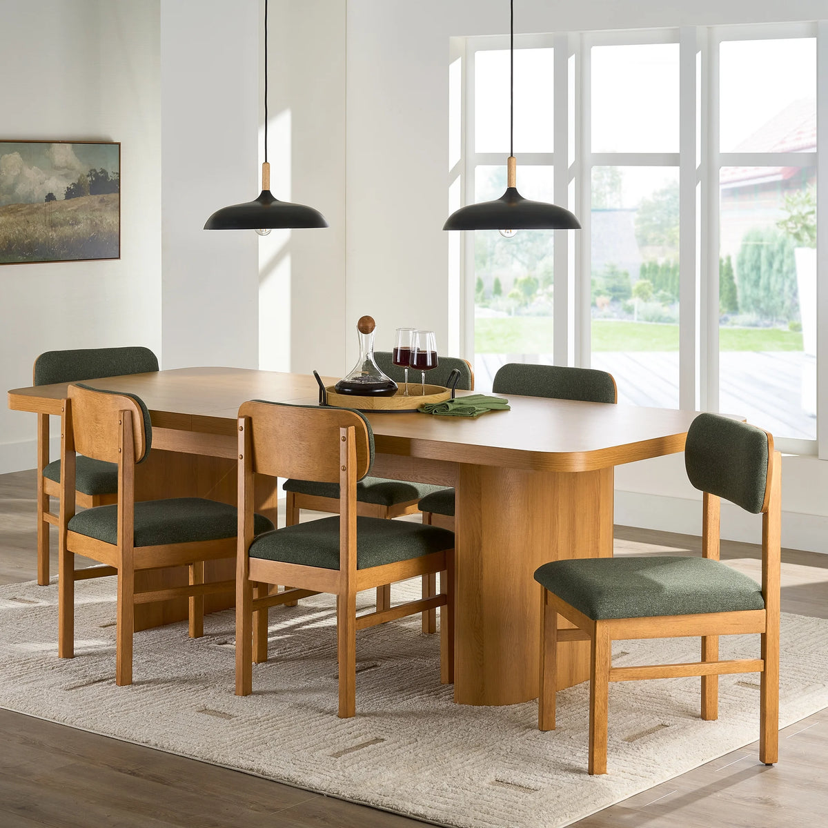 Better Homes & Gardens Juliet Dining Chairs 2 Pack, Light Honey Finish and Olive Green