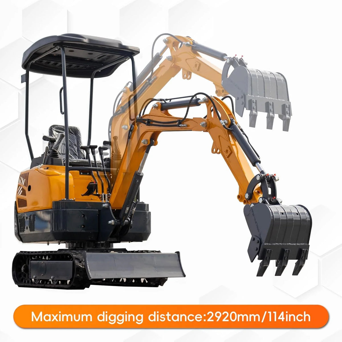 MS15PRO 1.5 Tons Crawler Small Digger Hydraulic Excavator with Bucket Hydraulic Thumb Clip, Bilateral Hydraulic Pilot, 13.5 HP EPA Gasoline Engine Trencher Digger Machine for Factory, Garden, Farms,
