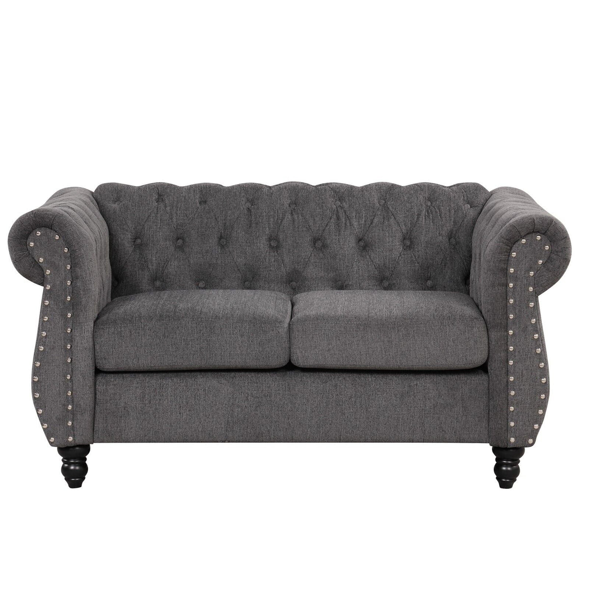 Classic 3 Seater Button Tufted Sofa, Upholstered Couch with Nailhead Rolled Arms Removable Cushions for Living Room Office Bedroom