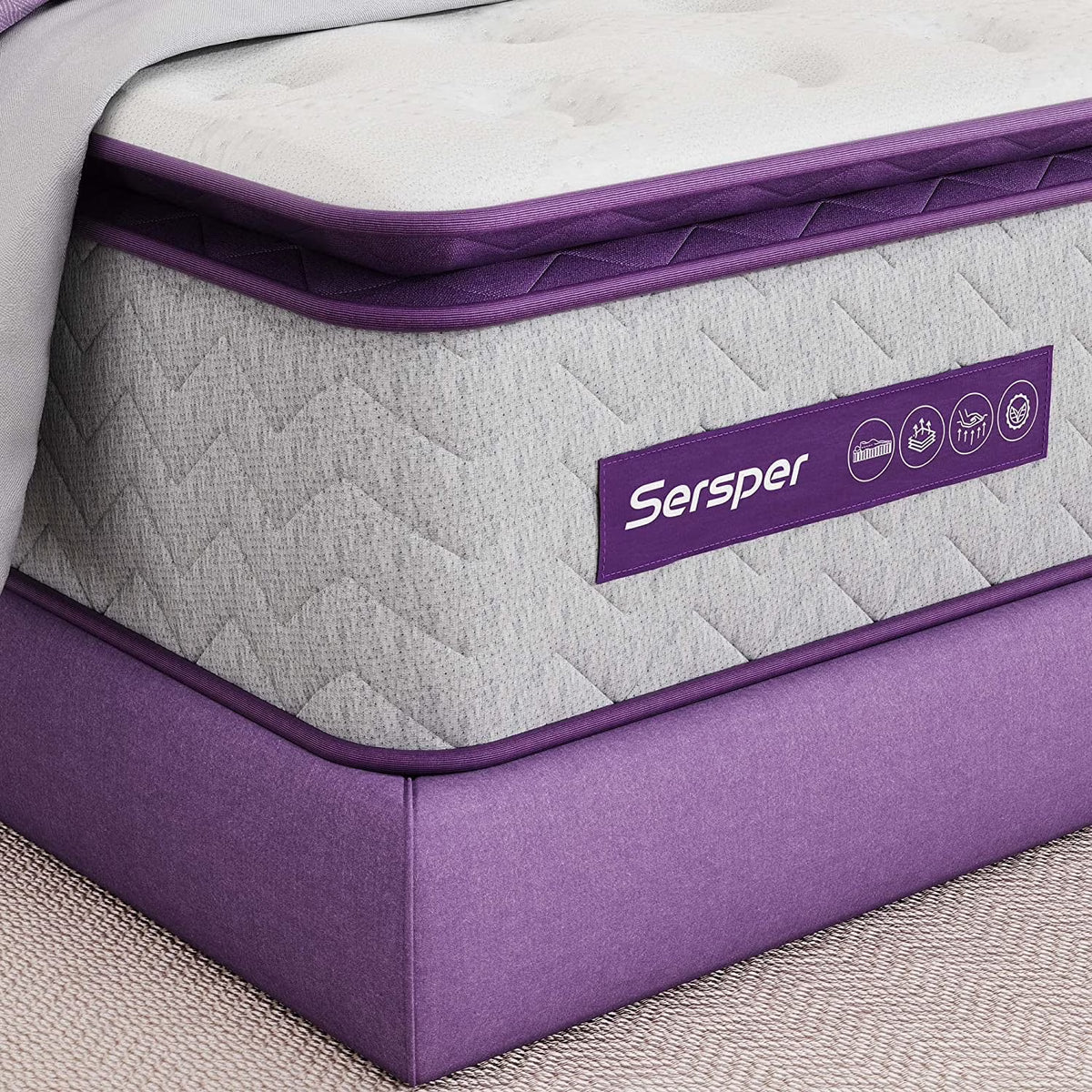 Full Mattress, Sersper 12 Inch Hybrid Full Size Mattress in a Box, with 5-Zone Pocket Spring Pillow Top Cooling Gel Memory Foam Mattress