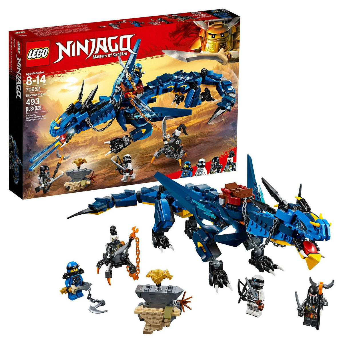 LEGO NINJAGO Masters of Spinjitzu: Stormbringer 70652 Ninja Toy Building Kit with Blue Dragon Model for Kids. Best Playset Gift for Boys (493 Piece)