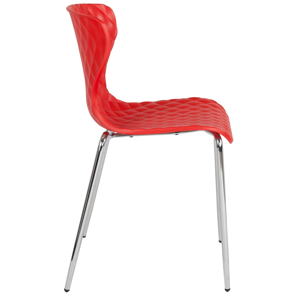 BizChair 4 Pack Contemporary Design Orange Plastic Stack Chair