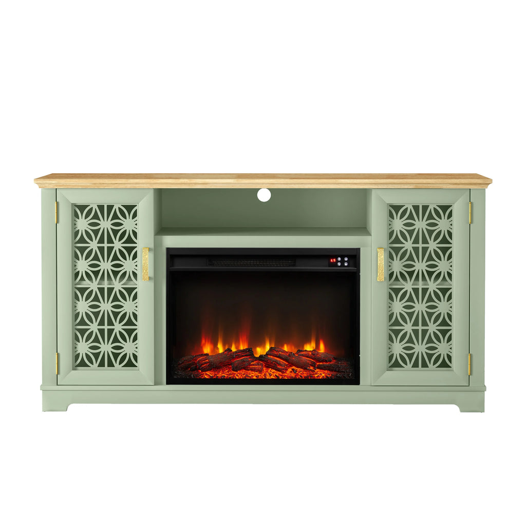 FESTIVO Farmhouse TV Stand with Electric Fireplace for up to 65" TVs -Grey