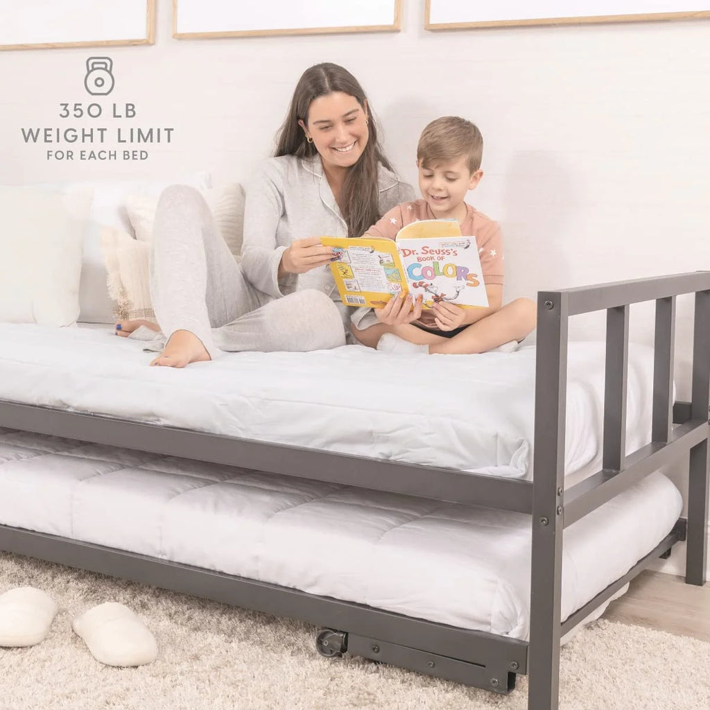 Milliard Twin Daybed and Fold-up Trundle Set, Frame - Mattresses Sold Separately (Black)