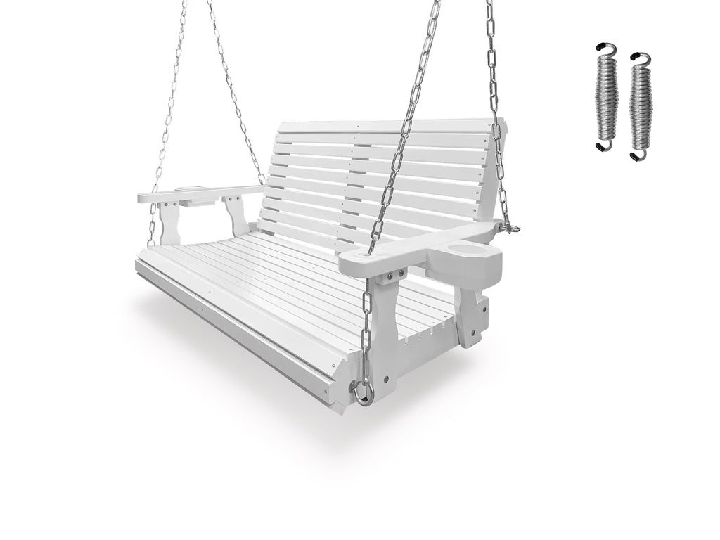 Fortune Candy 3 Person Outdoor Wood Hanging Swing, Heavy Duty 880 lbs Wood Porch Swing, Brown-5ft