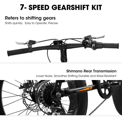 20 Inch Fat Tire Bike Adult 7 Speed Mountain Bike, Dual Disc Brakes, High Carbon Steel Frame, Front Suspension, Mountain Buggy, City Commuter City Bike, Fat Tire Bike Black