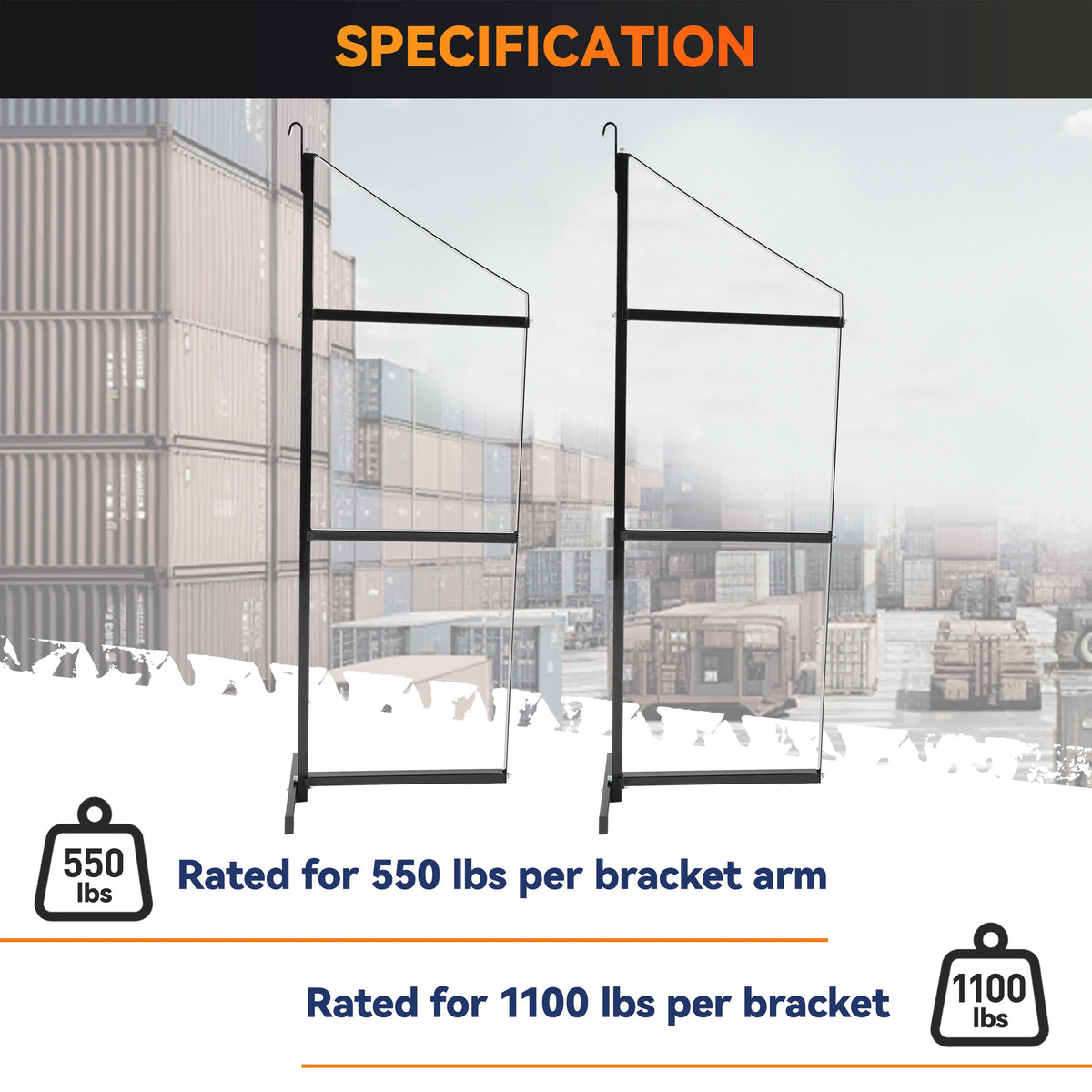 Kojem 4 Pack of 3 Tier Shipping Container Shelving Bracket 18" x 60" Universal for Heavy Duty Trailer Containers Cargo Shelf Hang & Hook Shelf Brackets Black