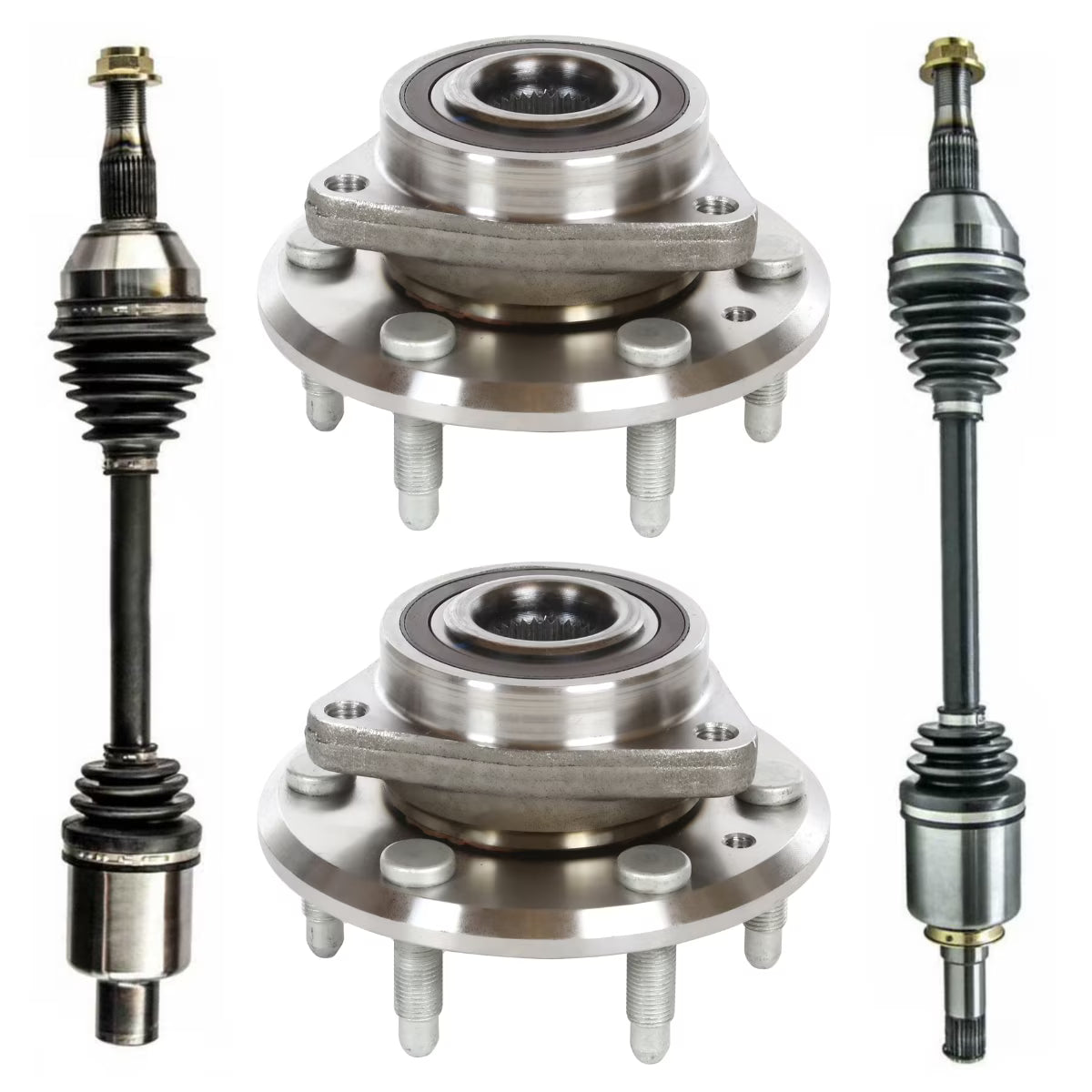 AutoShack Front CV Axle Shaft Wheel Hub Bearing Assemblies with ABS | Replacement for 2009-2017 Chevrolet Traverse 2007-2016 GMC Acadia 2007-2010 Saturn Outlook | 4-PC