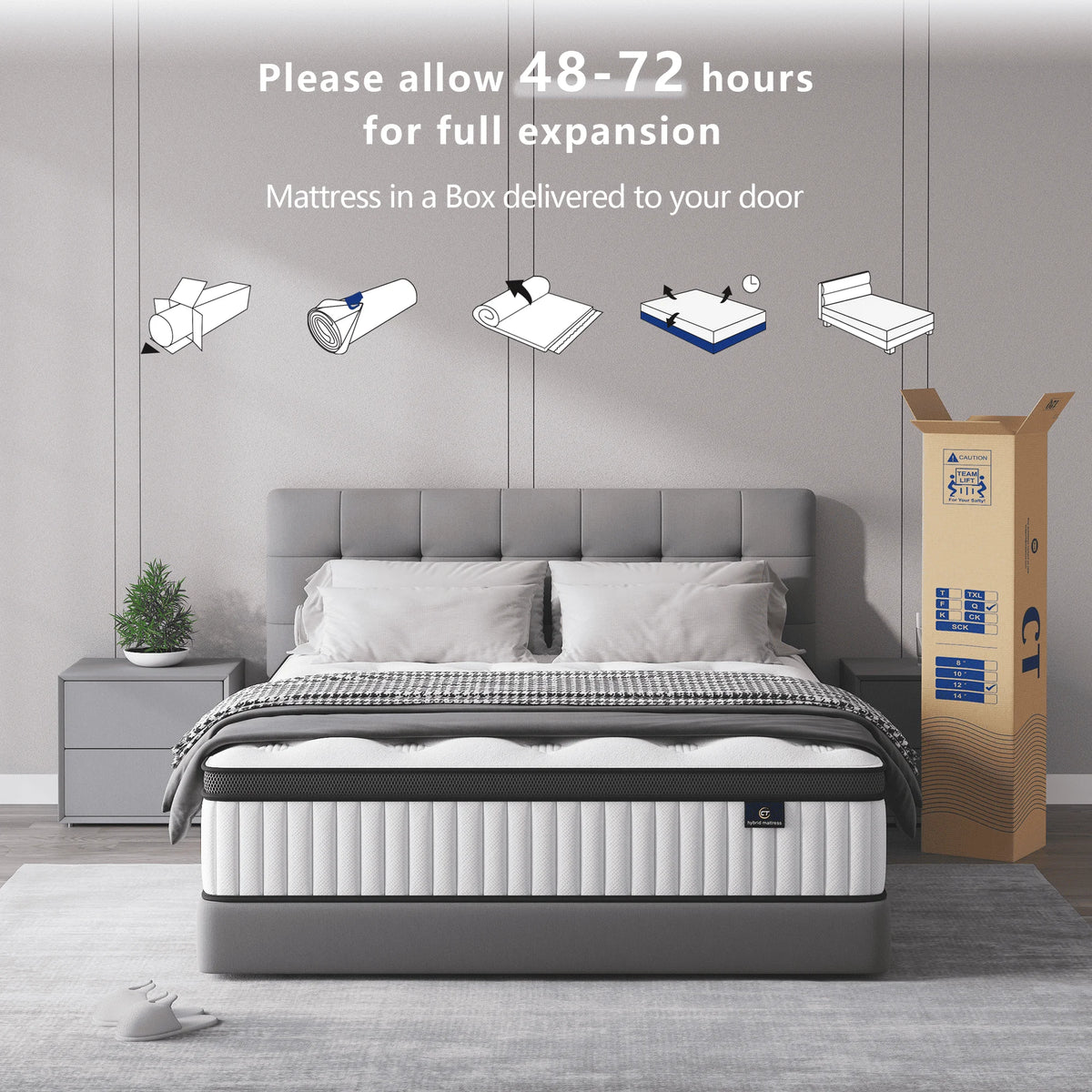 Madevos Full Mattress in a Box, 12 inch Memory Foam individual Pocket Spring Hybrid Mattress - Medium Firm Support with Soft & Breathable