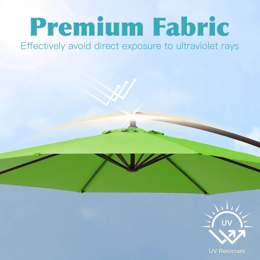 JUSTLET 10ft Heavy Duty Patio Hanging Offset Cantilever Patio Umbrella W/ 4-Piece Base Included Included, Beige