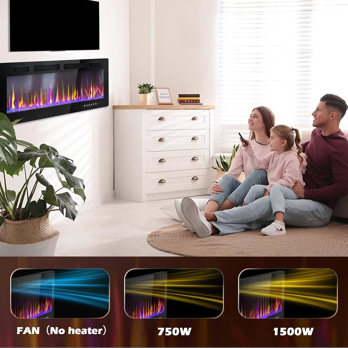 Vitesse Electric Fireplace 50 in 1500 W