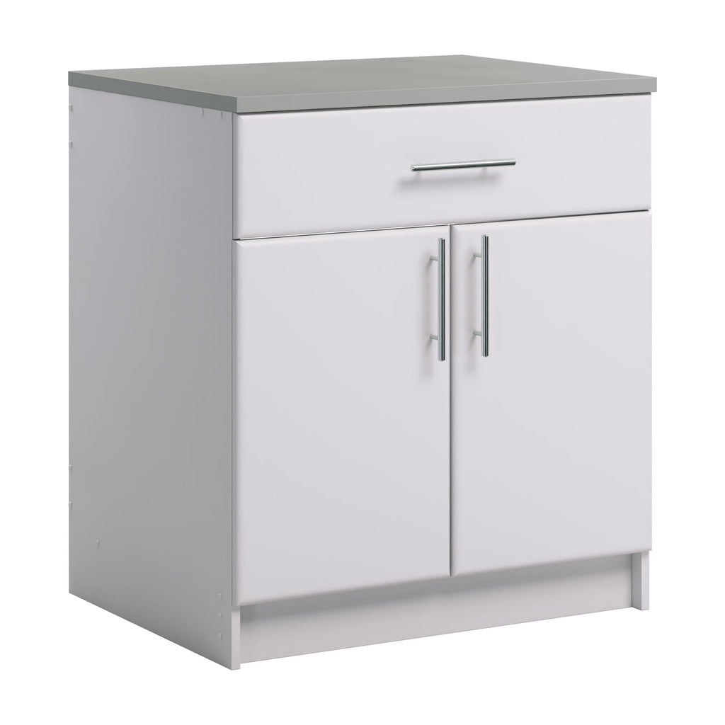 Prepac Elite 36" Tall Storage Cabinet with Doors and Shelves, Multipurpose Garage Cabinet with Large Drawer and Adjustable Shelf, Open Back Storage Furniture for Kitchen, Laundry Room, Garage, White