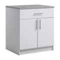 Prepac Elite 36" Tall Storage Cabinet with Doors and Shelves, Multipurpose Garage Cabinet with Large Drawer and Adjustable Shelf, Open Back Storage Furniture for Kitchen, Laundry Room, Garage, White