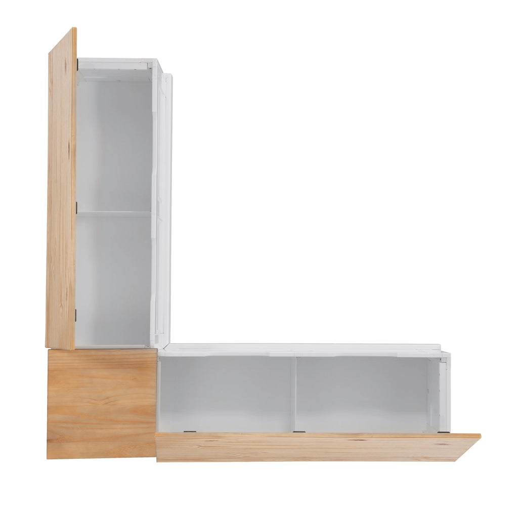 Linon Nook Bench Collection L-Shaped Wood Farmhouse Breakfast Bench with Hidden Storage, White