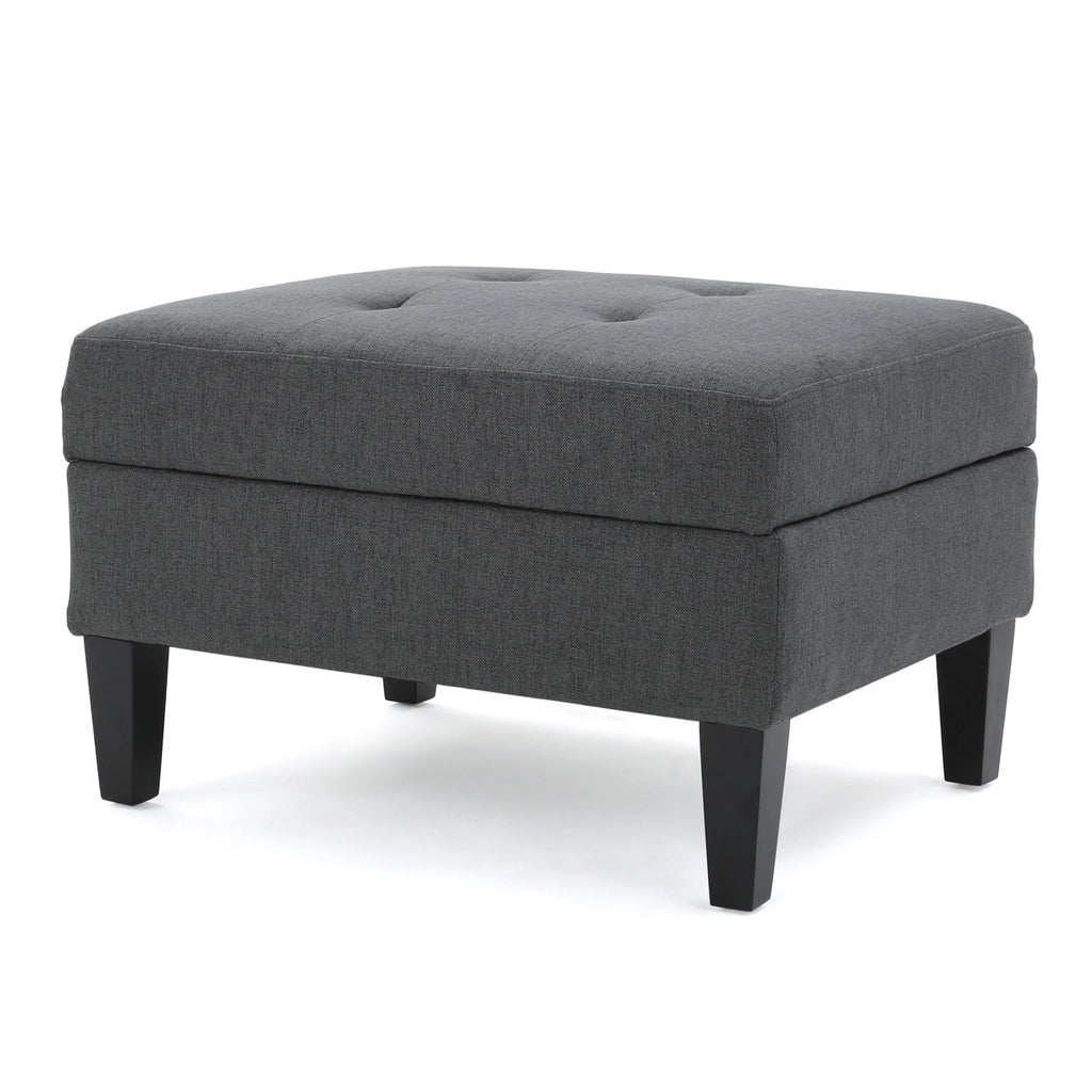 Noble House Sahara Fabric Storage Ottoman, Dark Grey