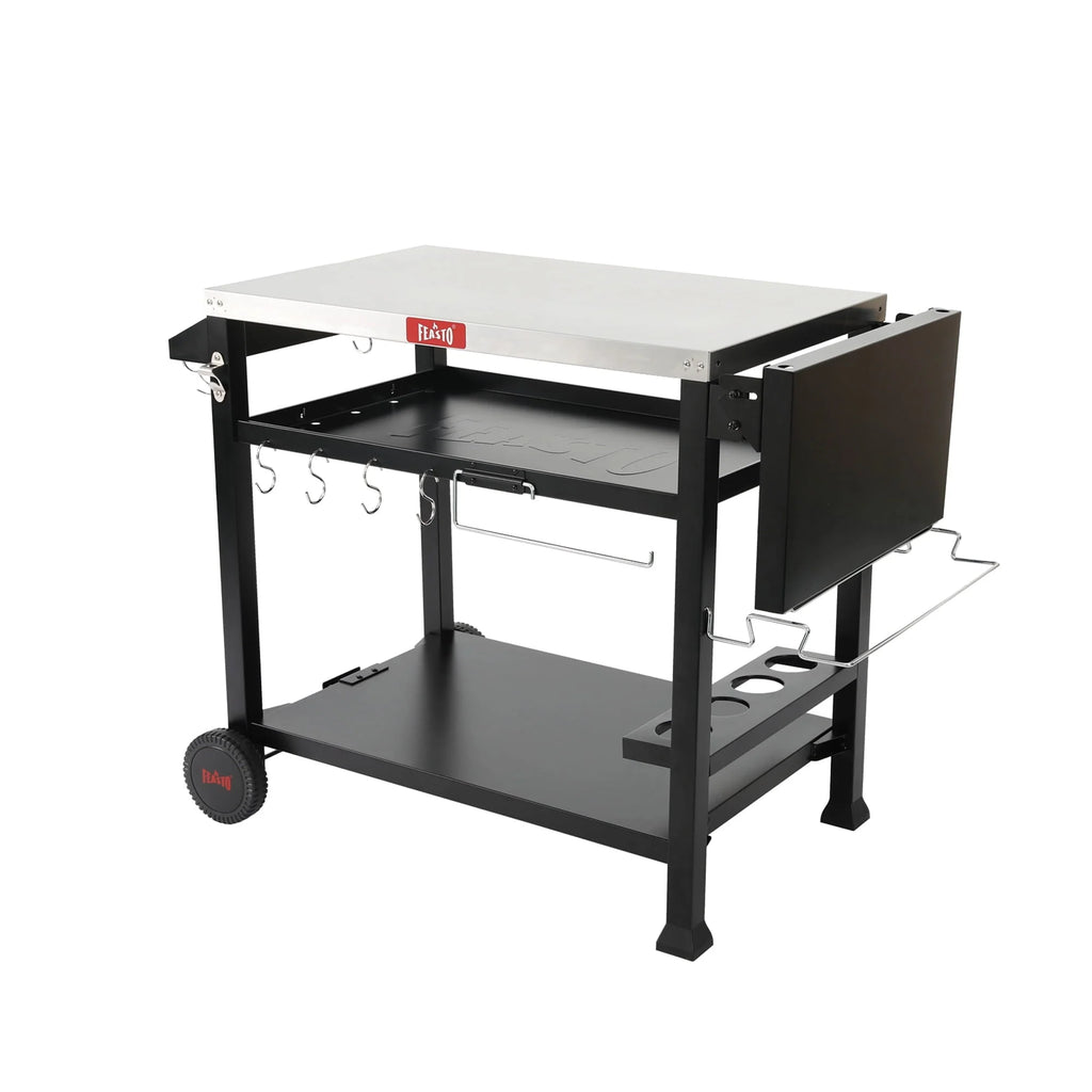 FEASTO L50" Stainless Steel Table Top 3-Shelf Movable Food Prep Cart Table  Workbench