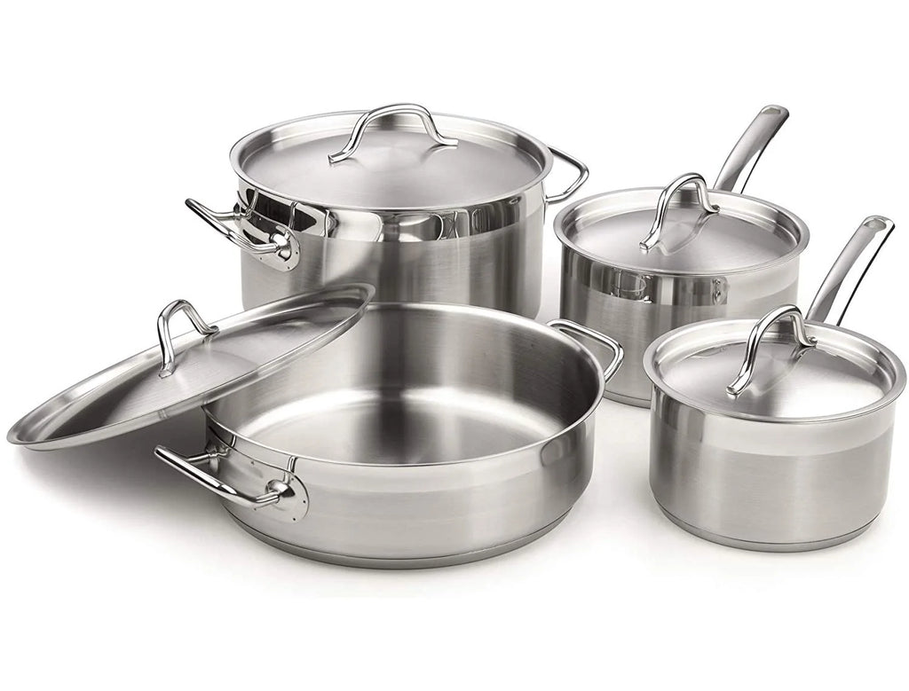 Cooks Standard Kitchen Cookware Sets Stainless Steel, Oven Safe Professional Pots and Pans Include Saucepan, Saut�� Pan, Stockpot with Lids, 8-Piece, Silver