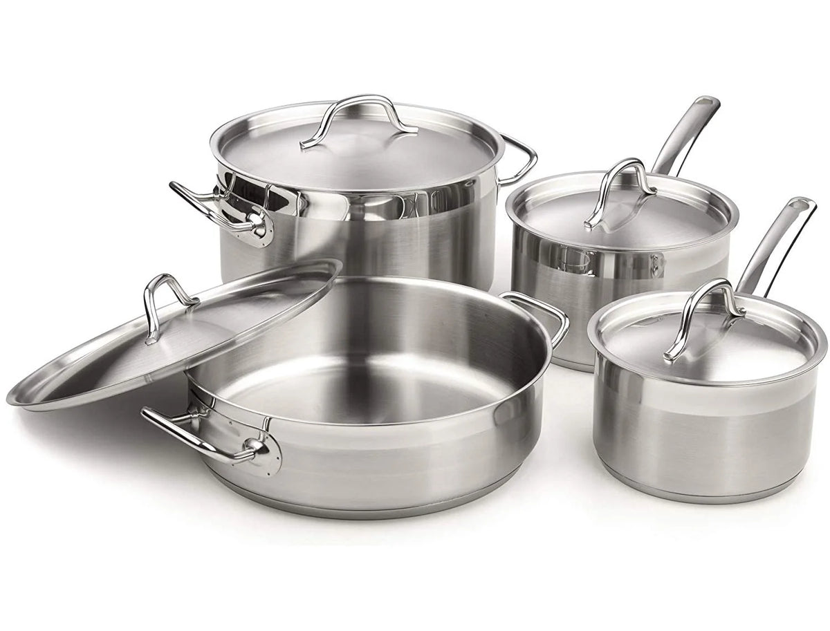Cooks Standard Kitchen Cookware Sets Stainless Steel, Oven Safe Professional Pots and Pans Include Saucepan, Saut�� Pan, Stockpot with Lids, 8-Piece, Silver