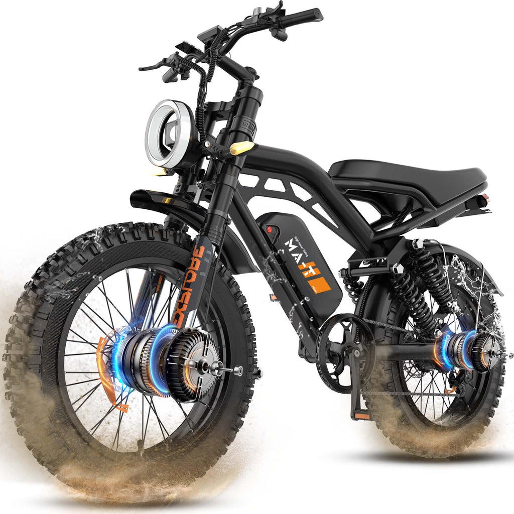 MA-L 1500W Peak Electric Bike for Adults, 48V 15Ah Battery, 20" x 4" Snow Fat Tire, Full Suspension, Shimano 7-Speed, E-Mountain Bike, UL2849