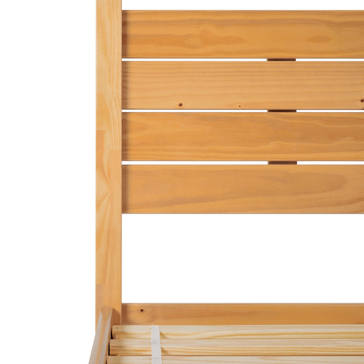 Walker Edison Minimalist Slatted Wood Queen Canopy Bedframe, Natural Pine