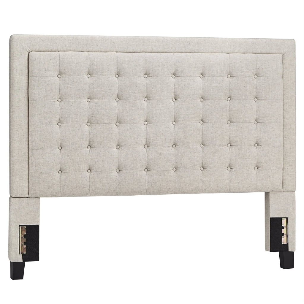 Weston Home Aurelia Square Button-Tufted Upholstered Queen Headboard, Beige
