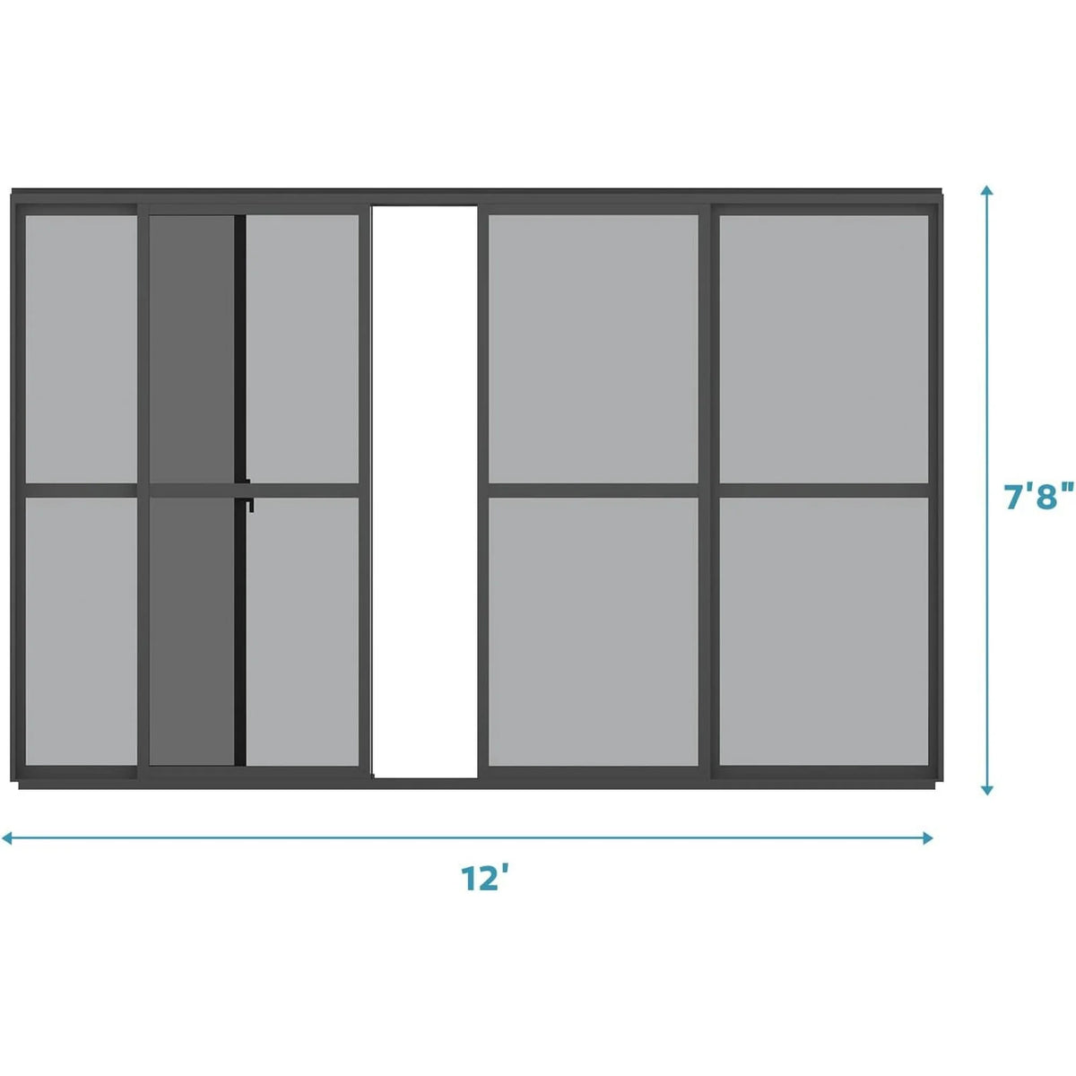 Mirador 111S Outdoor Pergola Aluminum Sliding Louver Door 13' Side, 4 Panels, Dark Grey(Not Pergola)