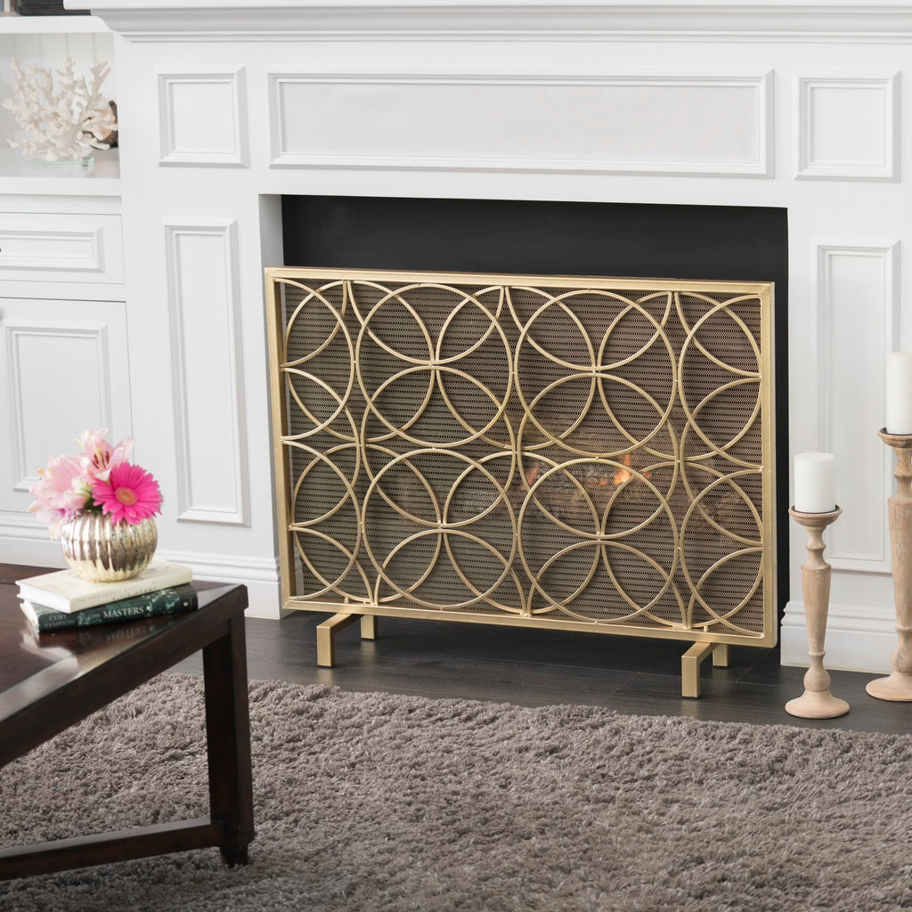 Christopher Knight Home Valeno Single Panel Fireplace Screen by  Gold
