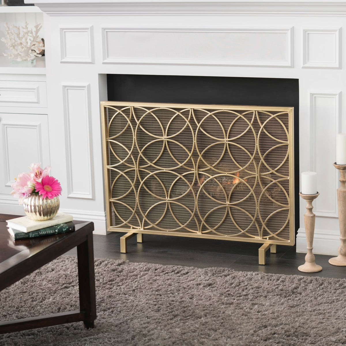Christopher Knight Home Valeno Single Panel Fireplace Screen by  Gold