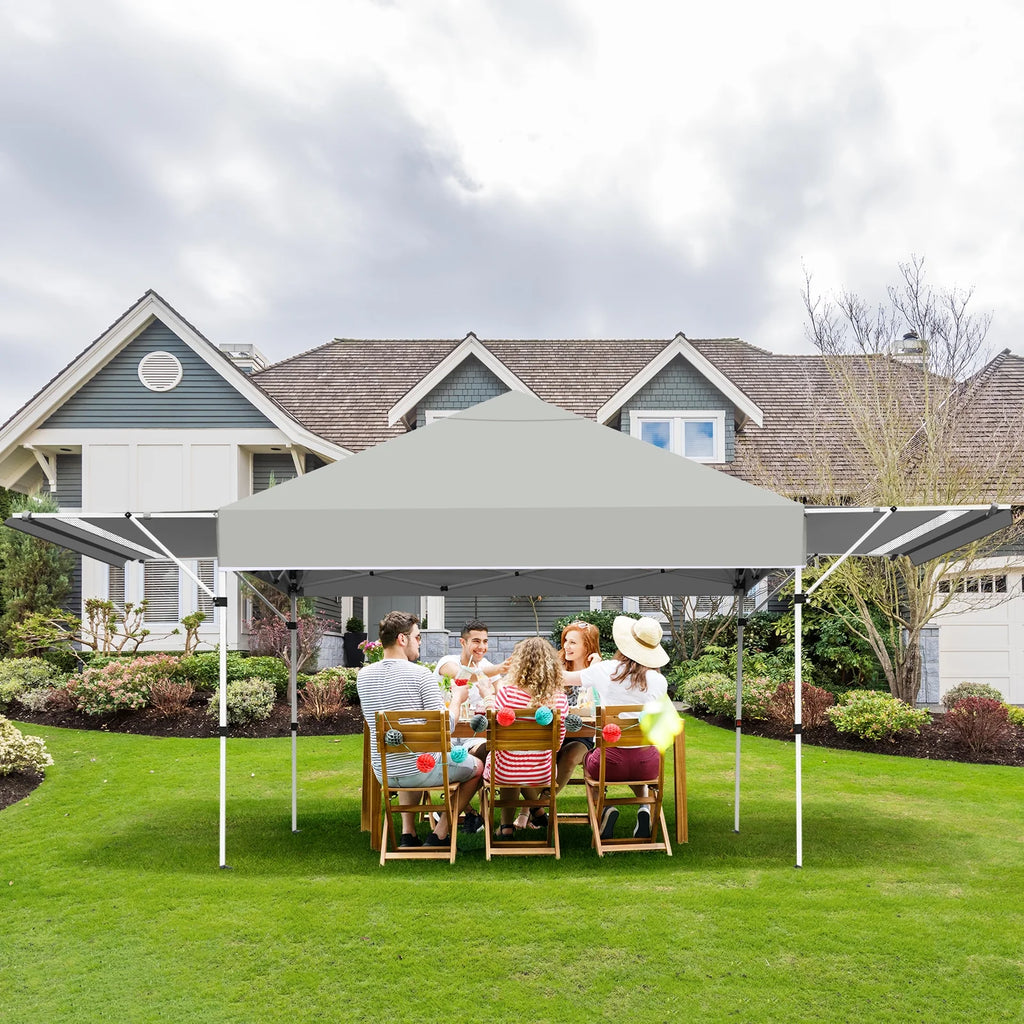 Patiojoy 10x17ft Pop up Canopy  3 Height Adjustment Folding Tent with Roller Bag White