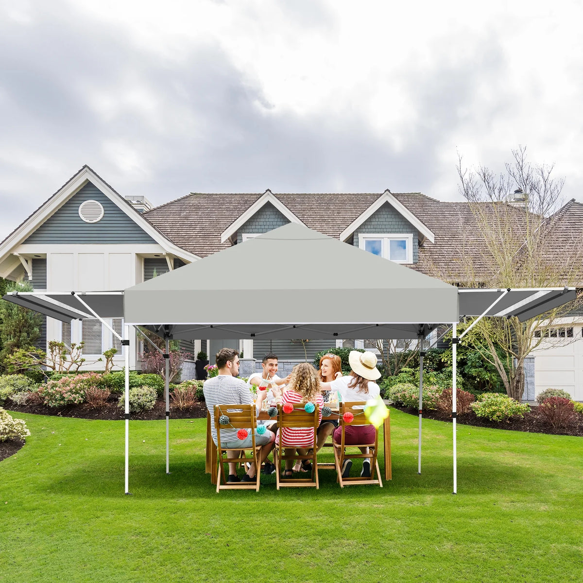 Patiojoy 10x17ft Pop up Canopy  3 Height Adjustment Folding Tent with Roller Bag White