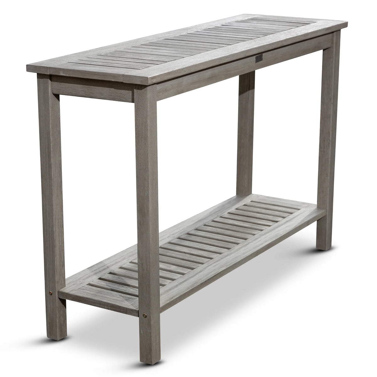 DTY  Outdoor Living Longs Peak Eucalyptus Console Table Silver Gray