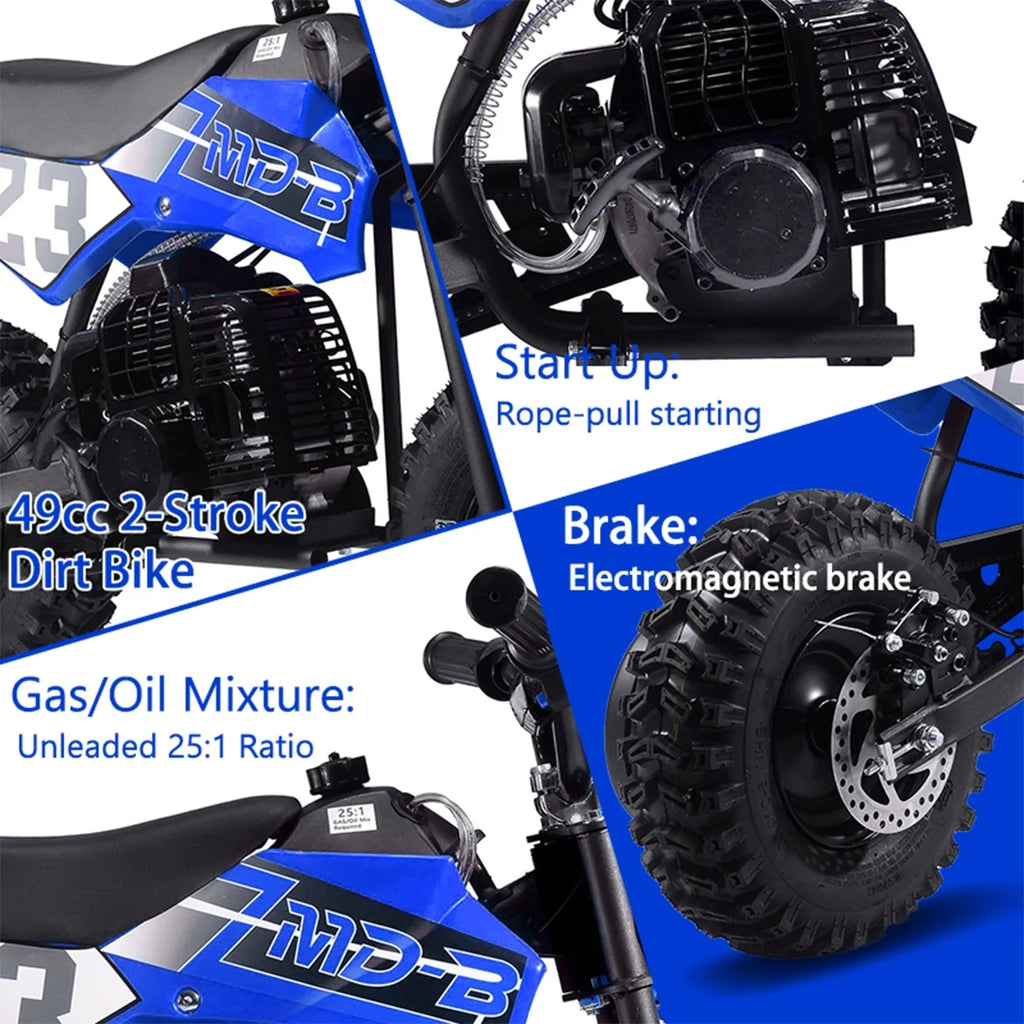 TOXOZERS Dirt Bike for Kids,Gas-Powered Mini Pit Bike with 13 Inch Knobby Tires,25 MPH,Rear Disc Brake,Supports up to 175 lbs,Begin-ner Off Road Motorcycle for Boys Girls,Blue