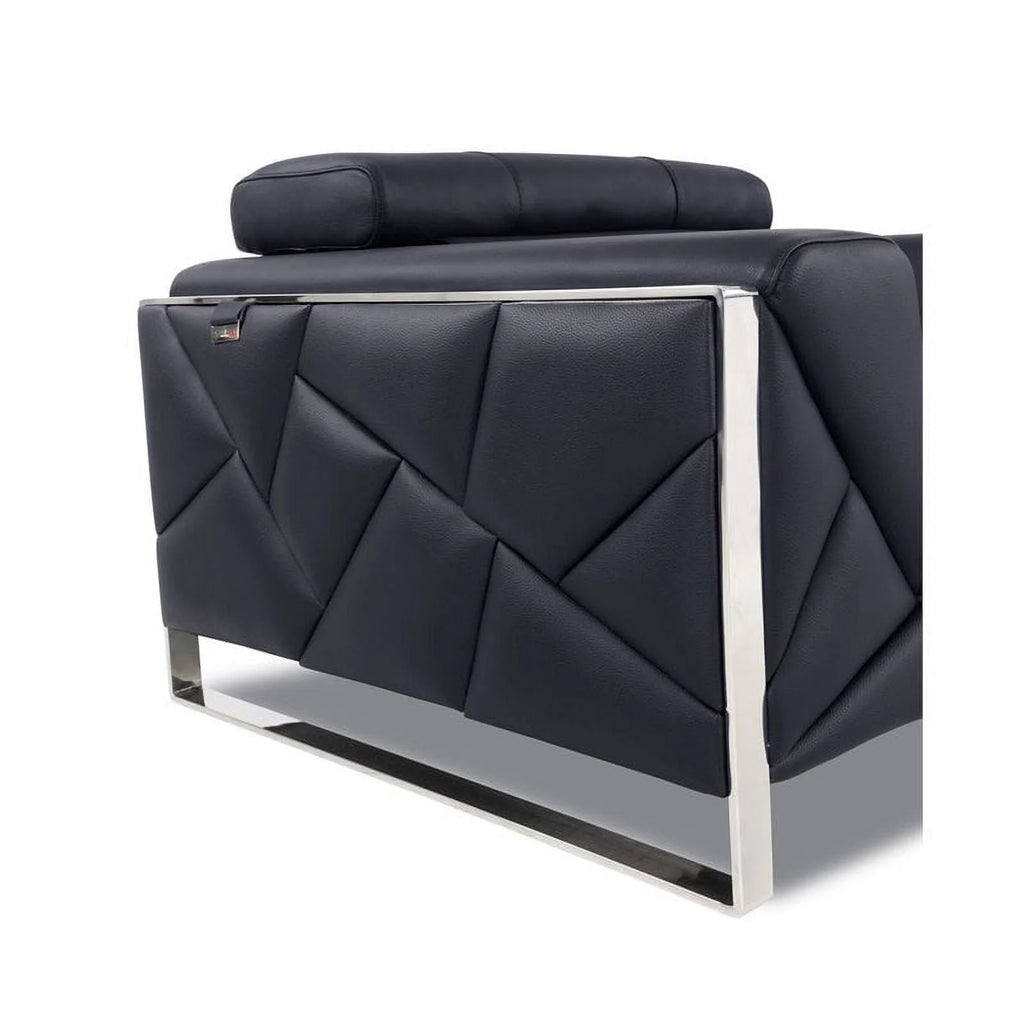 Titan Furnishings 18.5" Modern Genuine Italian Leather Chair in Black