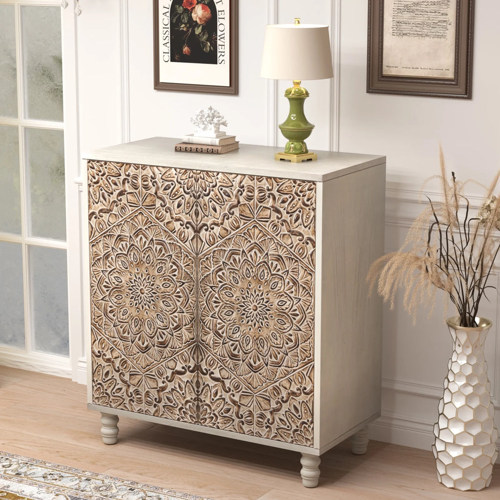 COSIEST Vintage Sideboard Cabinet, Farmhouse Buffet with Adjustable Shelf for Kitchen, Dining Room, Living Room