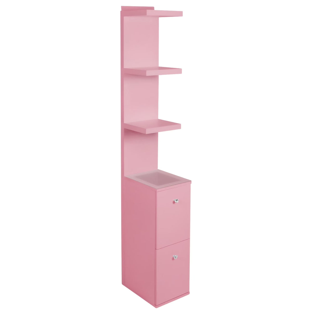 Impressions Vanity Slaystation Natalie Display Shelves with Rack and Storage Cabinet (Light Pink)