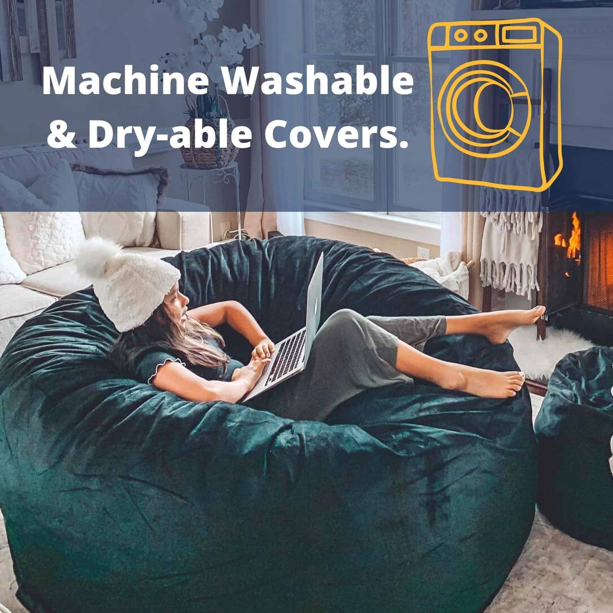 Ultimate Sack 5000 (5 ft.) Bean Bag Chair in multiple colors: Giant Foam-Filled Furniture - Machine Washable Covers, Double Stitched Seams, Durable Inner Liner. (5000, Grey Suede)