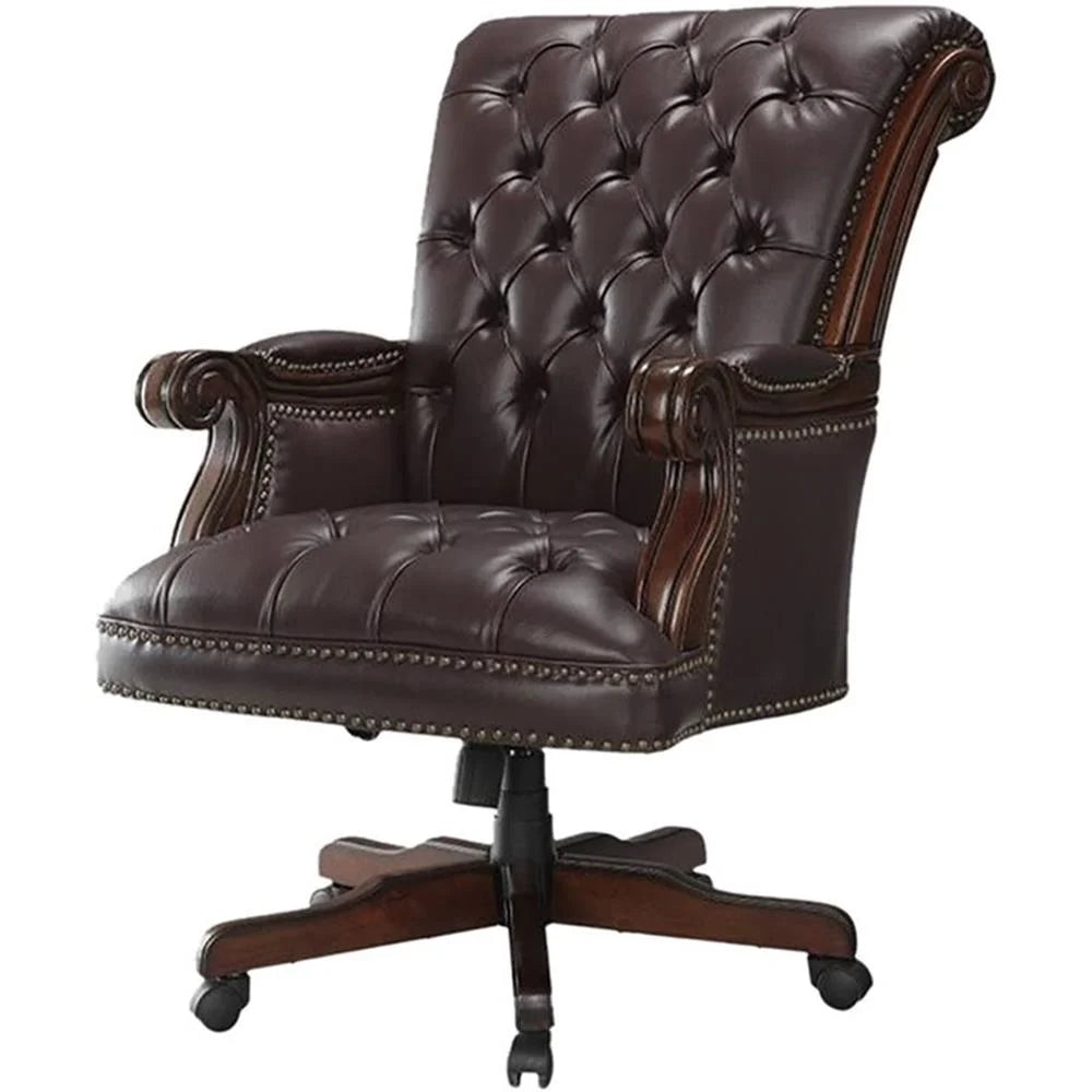 Calloway Tufted Adjustable Height Office Chair Dark Brown