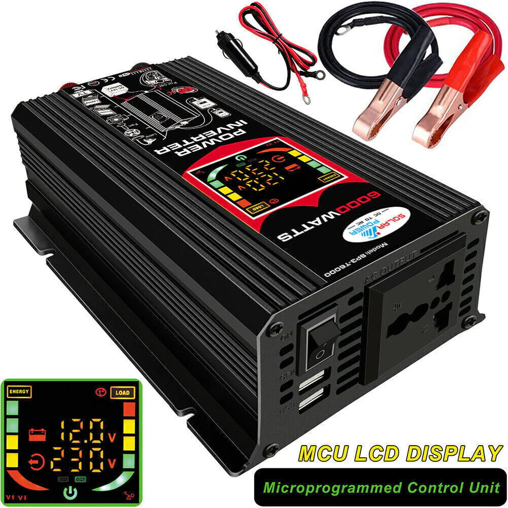6000W Complete Solar Panel Kit Solar Power Generator 100A Home 110V Grid System