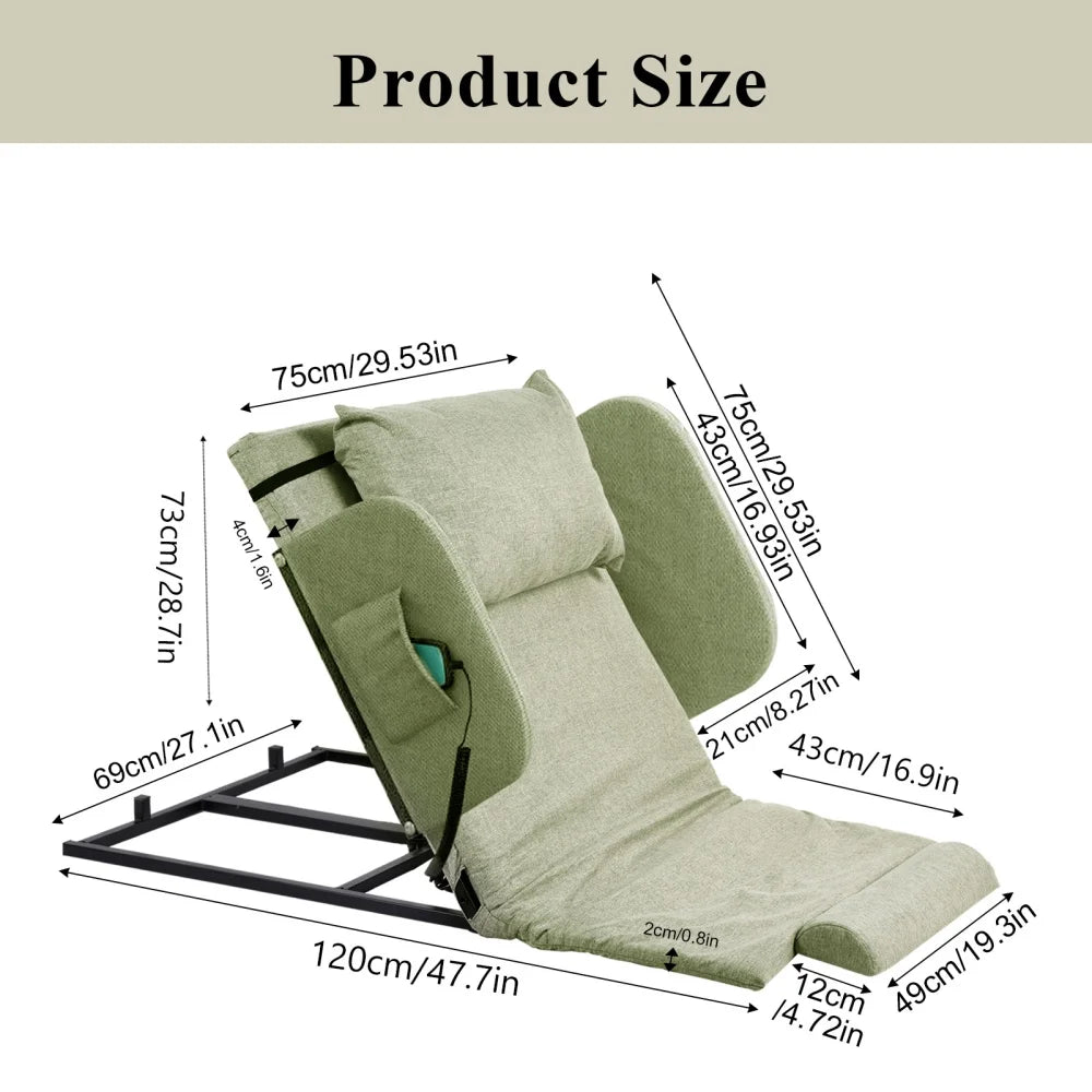 Adjustable Power Lifting Bed Backrest for Elderly Patient Injured, Sit-up Back Rest Chair for Neck Lumbar Back Support, Electric Lifting Backrest for Bed (Gray)