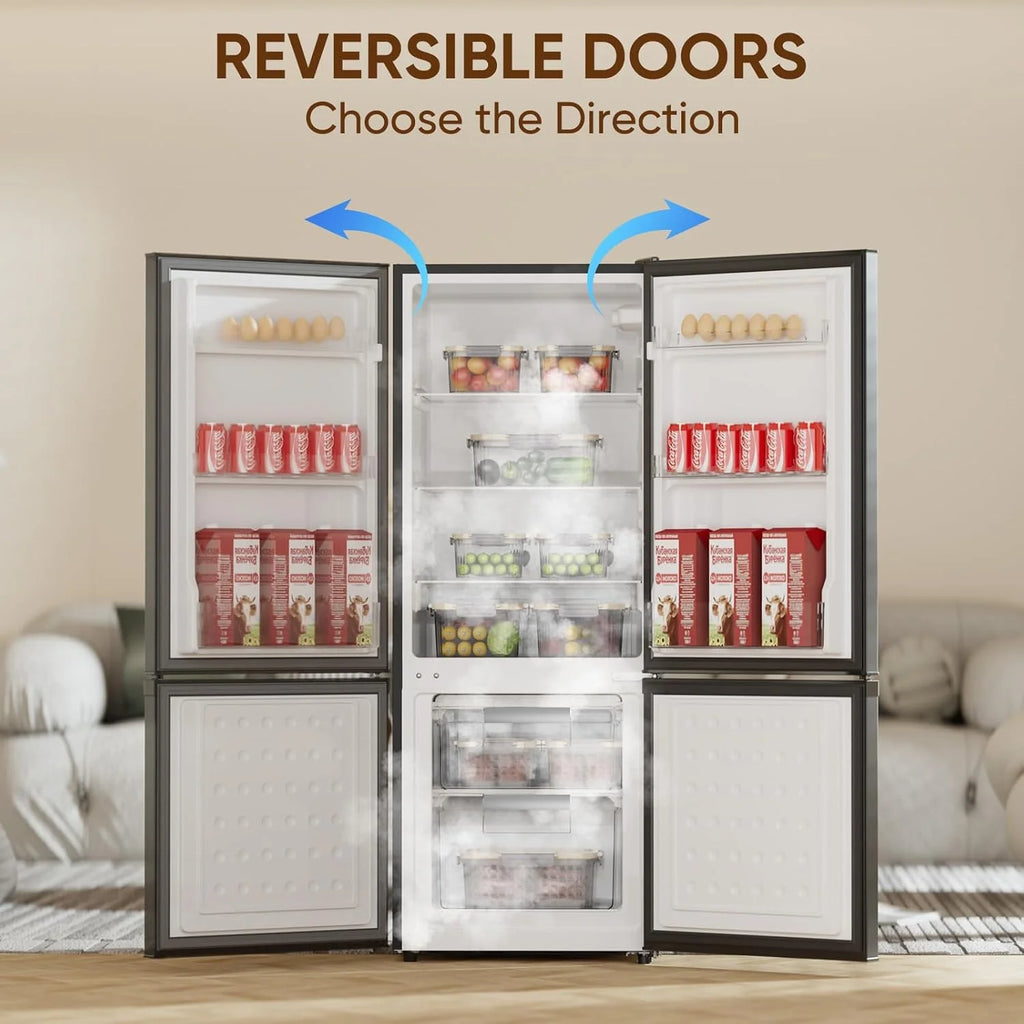 Upstreman 7.1 Cu.Ft Refrigerator with Bottom Freezer, 2 Door Fridge Large Capacity Refrigerator with Adjustable Thermostat for Apartment, Office, Dorm, Kitchen, Black BM71