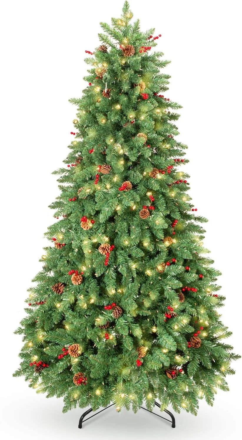 Jostyle 4.5FT Pre-Lit Christmas Tree, Decorated with 300 Clear Lights and Realistic 516 Thicken Tips