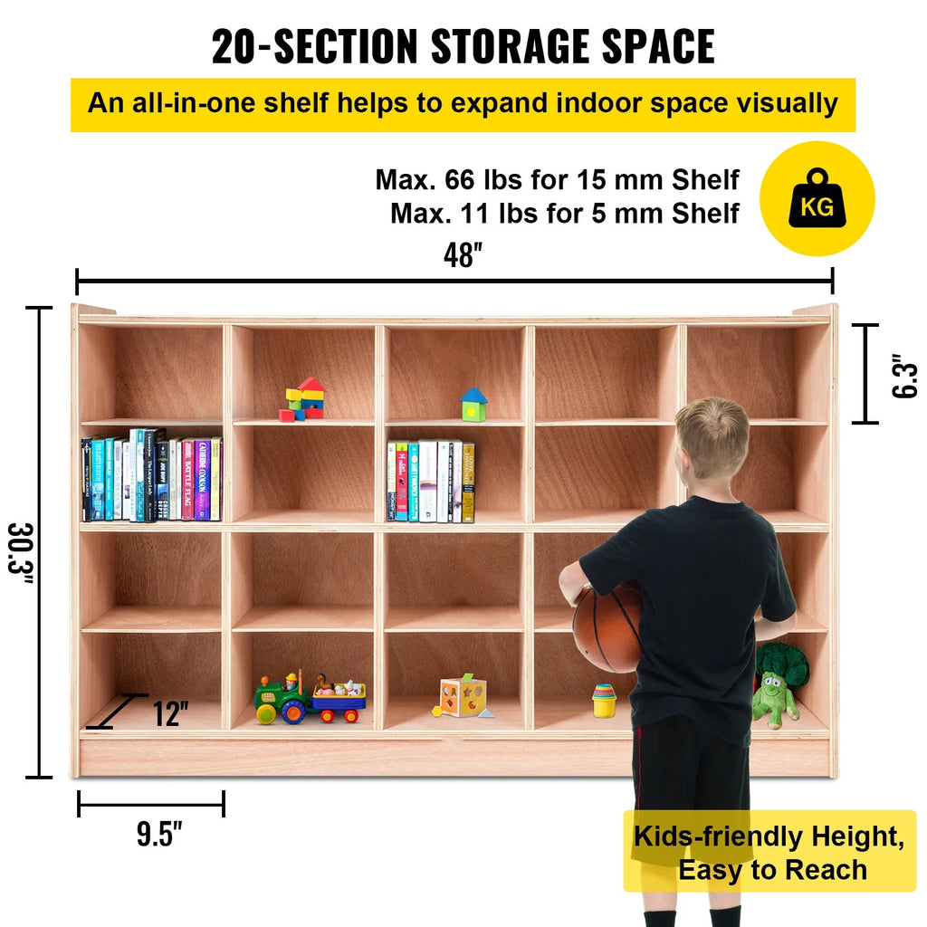 BENTISM Classroom Storage Cabinet Preschool Storage Shelves Wooden 8 Grids Toys Books