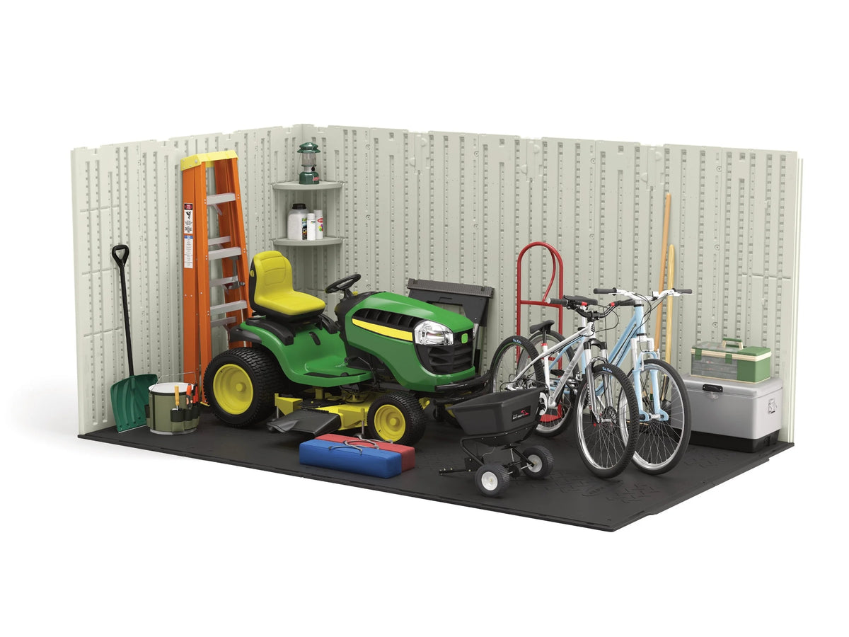Suncast Metal and Resin Storage Shed, Vanilla, 8ft x 10ft, 547 Cu. ft. coverage area