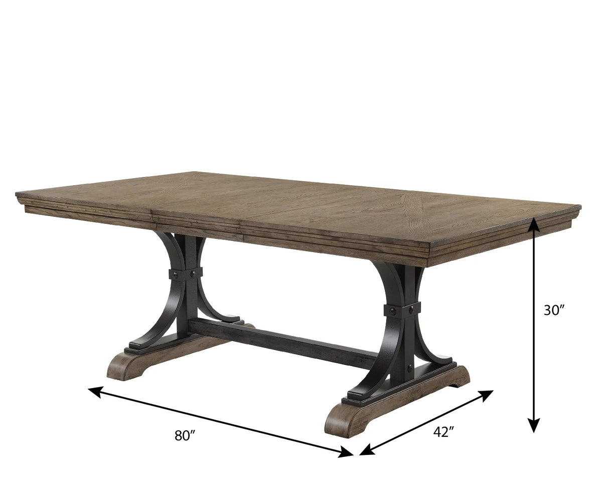 Roundhill Furniture 9-Piece Extendable Table with Nailhead Armchairs Dining Set, Driftwood
