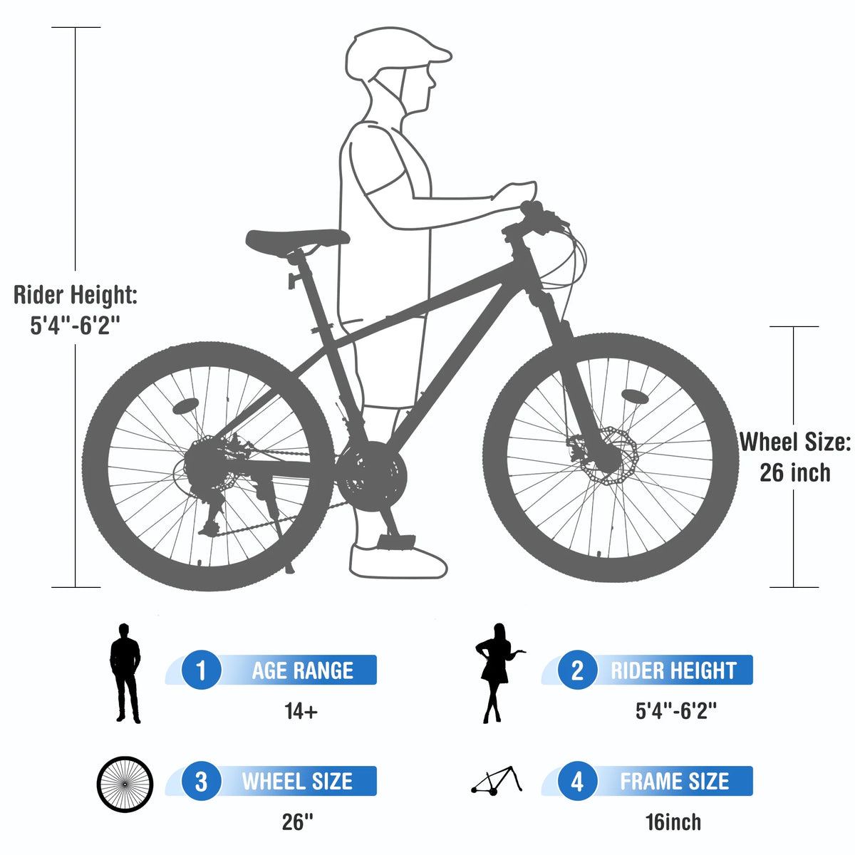 Aukfa 26" Mountain Bike for Men/Women,24 Speed Adult Bicycle Suspension Fork,Fits Riders 5'4" - 6'2"Red