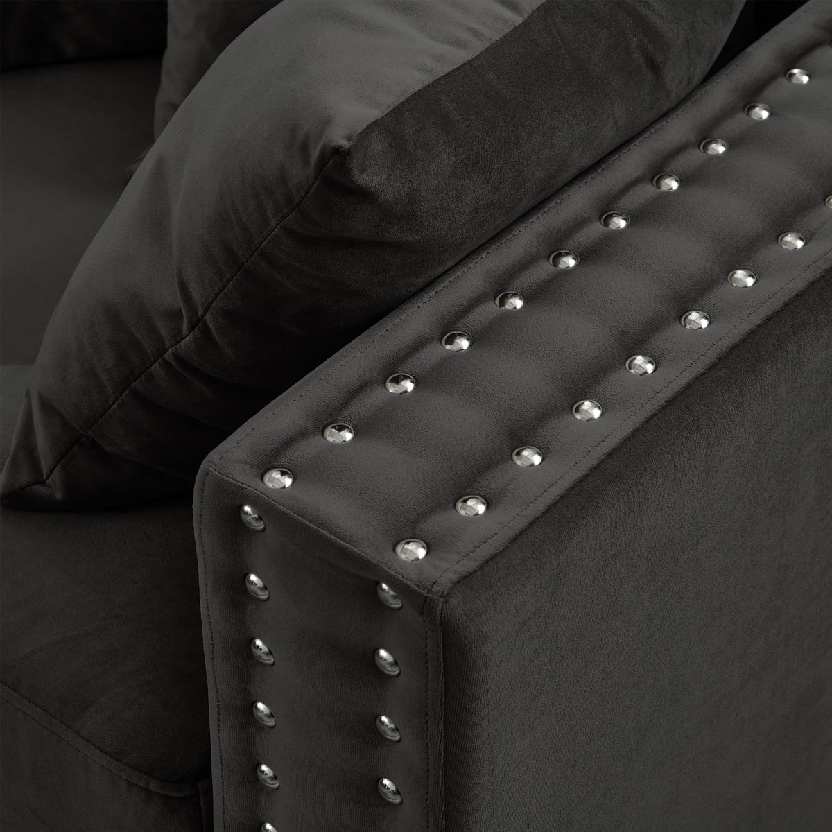 Modern Velvet Sofa Set 2+3 Seater Sofa Loveseat Couch with Silver Nail Trim, Square Armrests and Hidden Storage, Luxury Living Room Couch with Pocket Spring Cushions