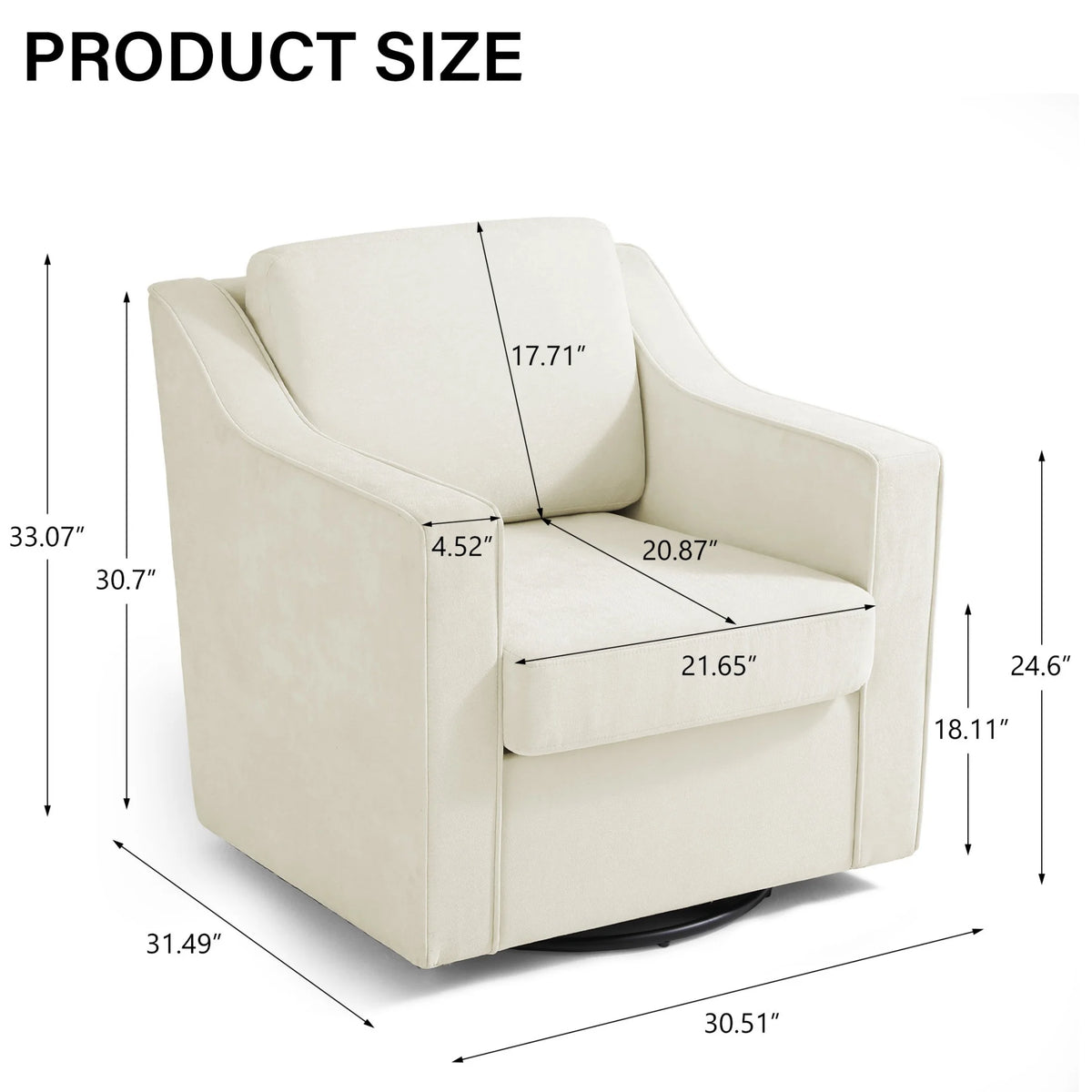Swivel Accent Chair for Living Room, Modern Upholstered Barrel Arm Chair with Plump Back Pillow, Comfy Club Sofa Reading Chair for Adults (Chenille Navy, Set of 1)